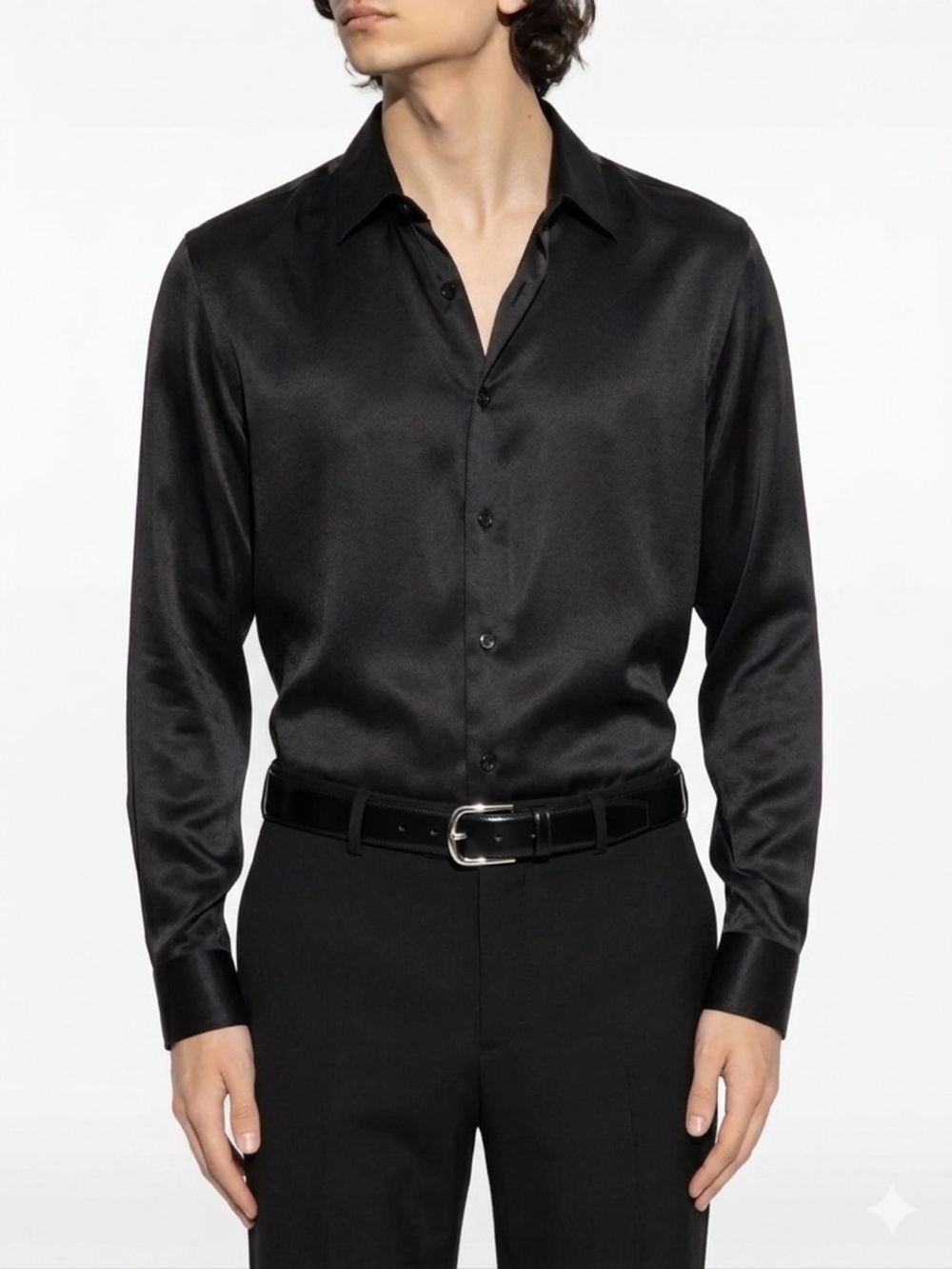 INC NWT Men's Black Eddie Satin Silky Going Out Shirt Size XS Quiet Luxury Retro